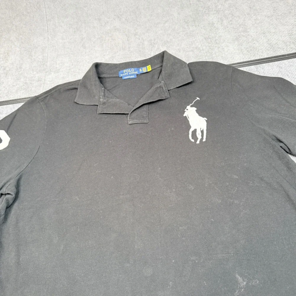 Polo Ralph Lauren Mens XL Big Pony Custom Slim Fit Black Short Sleeve Polo Shirt